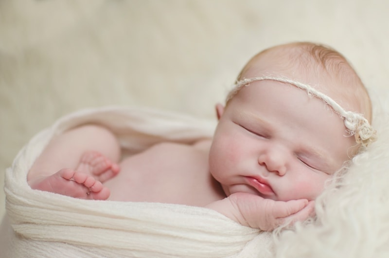 Baby Photography, little baby asleep wrapped in white
