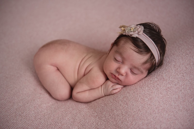 Baby Photography, little girl with blush colored floral headband